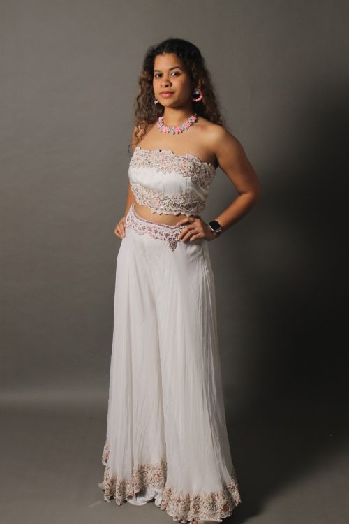 Women’s Georgette Semi Stitched Lehenga Choli In White Colour