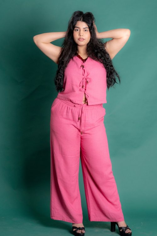 Women’s Stylish Pink Color Quad Set