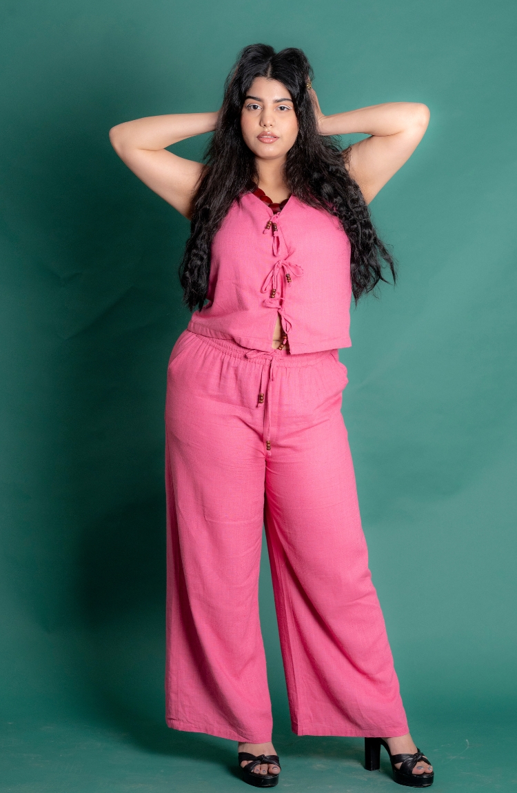 Women’s Stylish Pink Color Quad Set